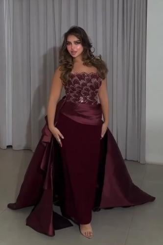 فستان سهره كلفه مزين بالتطريز خرز ولول تنوره باربي...