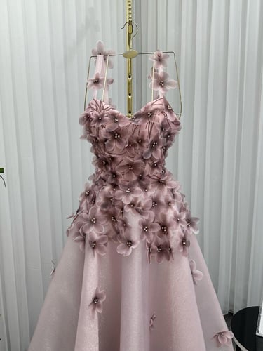 فستان سهره جازار بطانه تفته جيبون المزين بالورود ا...