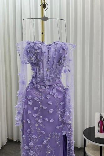 فستان سهره تل مورد مزين بالتطريز