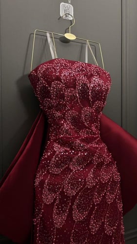 فستان سهره المزين بالكلفه المطرزه وميكادو