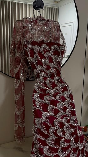 فستان سهره المزين بالكلفه المطرزه خرز ولول