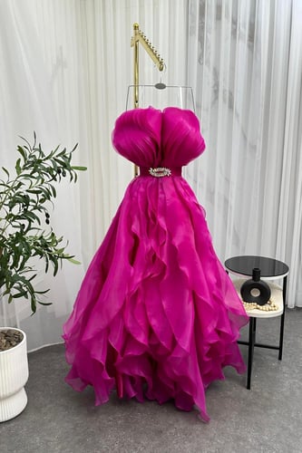 فستان سهره اورجنزا قصات ليزر مع تفته كريب