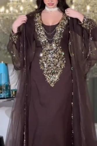 جلابيه سهره باربي وشيفون جورجيت المزينه بالتطريز ا...