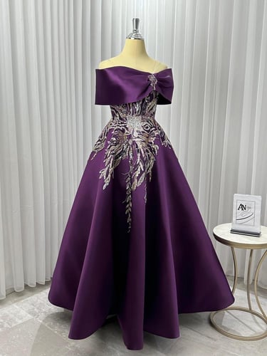 فستان سهره فخم ميكادو دبل كلوش المزين بالشك