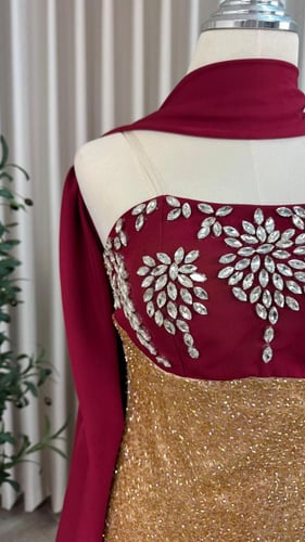 فستان باربي المزين بالتطريز شك يدوي