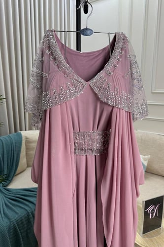 جلابيه شيفون جورجيت المزينه بالتطريز اليدوي