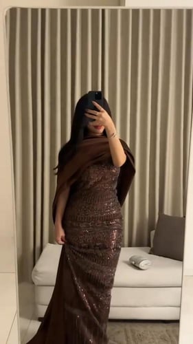 فستان سهره تل المزين بالخرز ذيل تفته