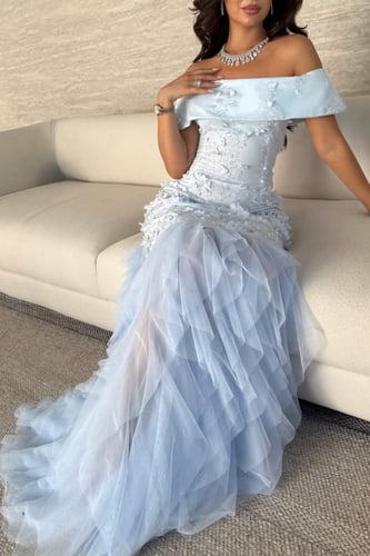 فستان سهره تل المزين بالورود والتطريز بطانه تفته