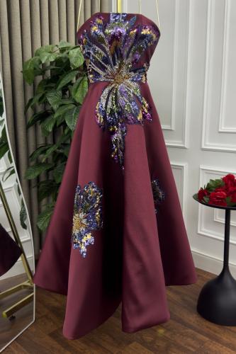 فستان سهره ميكادو المزين بالكلفه ترتر