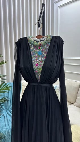 فستان سهره شيفون جورجيت بوليسيه المزين بالتطريز ال...