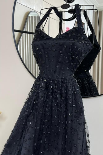 فستان سهره تل المزين بالتطريز كرستال وفصوص بطانه ت...