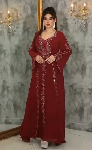 جلابيه شيفون جورجيت المزينه بالتطريز اليدوي الفخم