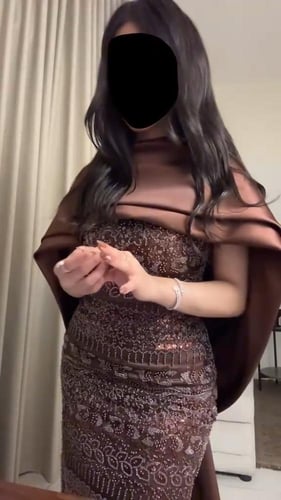 فستان سهره تل المزين بالخرز ذيل تفته