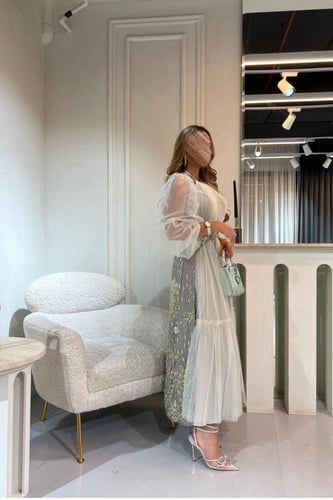 فستان سهره تل المزين بالخرز