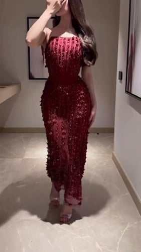 فستان سهره كورسيه المزين بالورود والتطريز