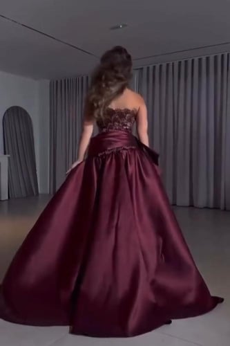 فستان سهره كلفه مزين بالتطريز خرز ولول تنوره باربي...