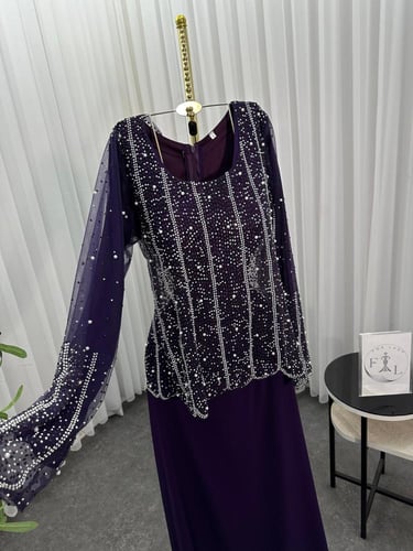 فستان سهره شيفون جورجيت المزين بالتطريز