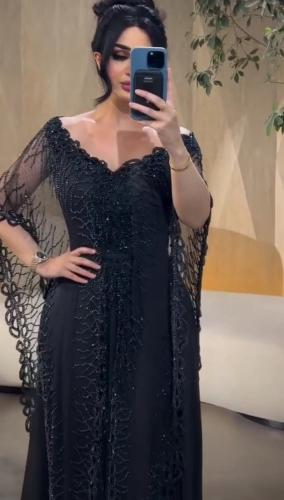 فستان سهره شيفون جورجيت مبطن المزين بالتطريزاليدوي...