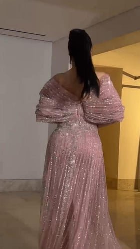 فستان سهره تل المزين بالتطريز اليدوي