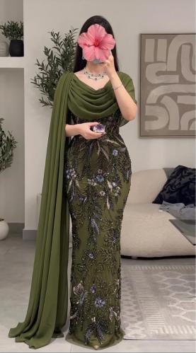 فستان سهره كلفه خرز شيفون جورجيت