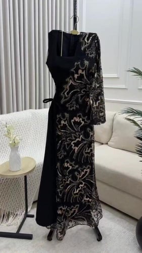 فستان سهره باربي المزيل بالشل تل مطرز