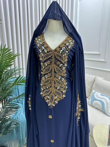 جلابيه سهره شيفون جورجيت بطانه استرتش المزينه بالت...