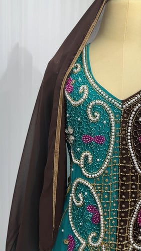 جلابيه شيفون جورجيت المزينه بالتطريز الفخم