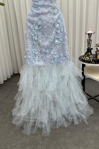 فستان سهره تل المزين بالورود والتطريز بطانه تفته