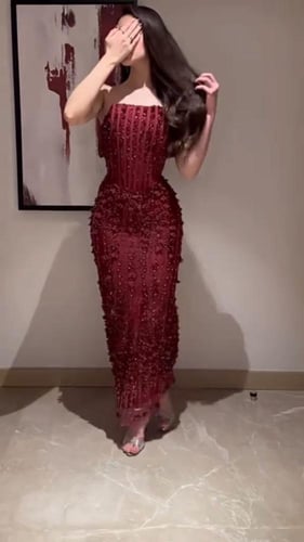 فستان سهره كورسيه المزين بالورود والتطريز