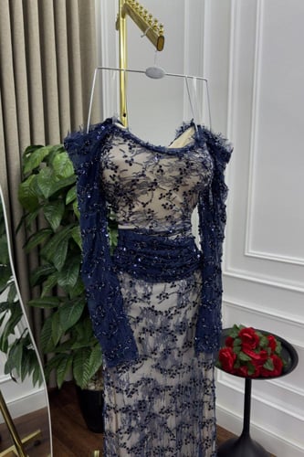 فستان سهره دانتيل مطرز اطلاله رائعه