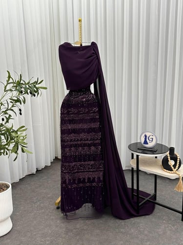 فستان سهره باربي على ترتر وشيفون جورجيت