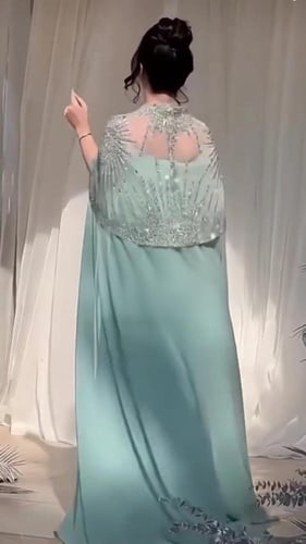 جلابيه شيفون جورجيت المزينه بالتطريز اليدوي