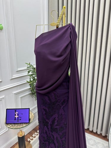 فستان سهره كلفه مطرزه بطانه تفته شال شيفون جورجيت