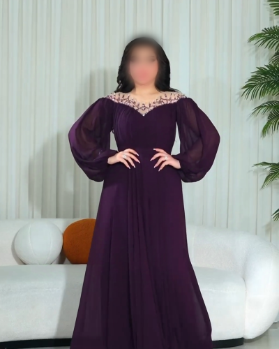 فستان سهره جورجيت المزين بالتطريز اليدوي