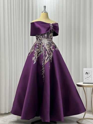 فستان سهره فخم ميكادو دبل كلوش المزين بالشك