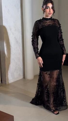 فستان سهره باربي وتل مزين بالورود والتطريز