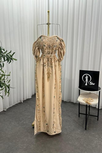 فستان سهره باربي المزين بالتطريز اليدوي مطعم بالفص...