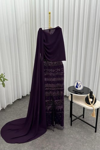 فستان سهره باربي على ترتر وشيفون جورجيت