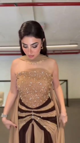 فستان سهره المزين بالكلفه المطرزه وشيفون جورجيت