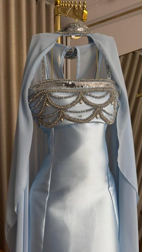 فستان ميكادو المزين بالتطريز اليدوي كرستال بشت شيف...