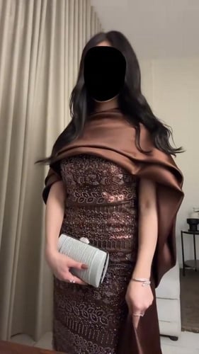 فستان سهره تل المزين بالخرز ذيل تفته