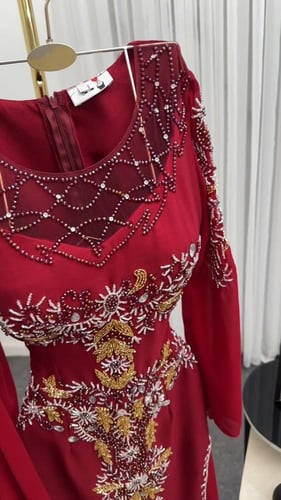 جلابيه شيفون جورجيت المزينه بالتطريز اليدوي الفخم