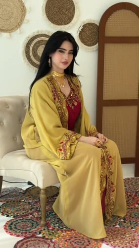 جلابيه جورجيت المزينه بالتطريز اليدوي الفخم