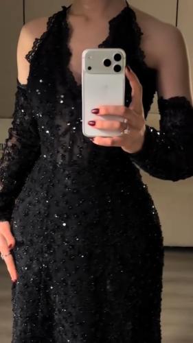 فستان سهره دانتيل المزين بالتطريز بطانه باربي