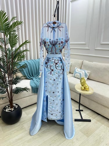 فستان سهره ميكادو المزين بالتطريز اليدوي