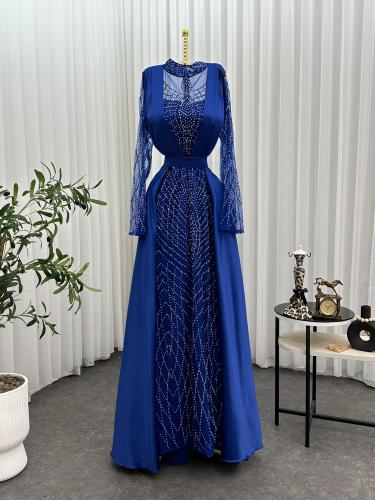 فستان سهره تفته وتل المزين بالتطريز كمبيوتر