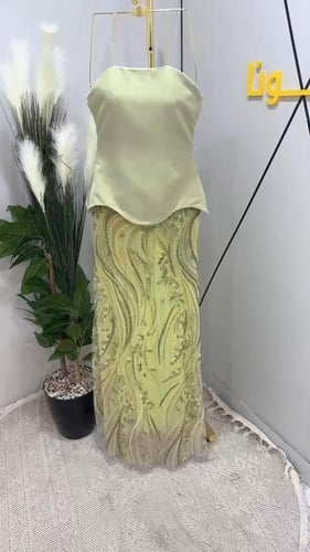 فستان سهره تل مطرز بخرز صدر باربي