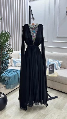 فستان سهره شيفون جورجيت بوليسيه المزين بالتطريز ال...