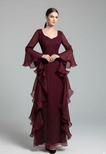 فستان سهره المزين بالتطريز خرز