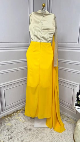 فستان شيفون جورجيت المزين بالتطريز اليدوي